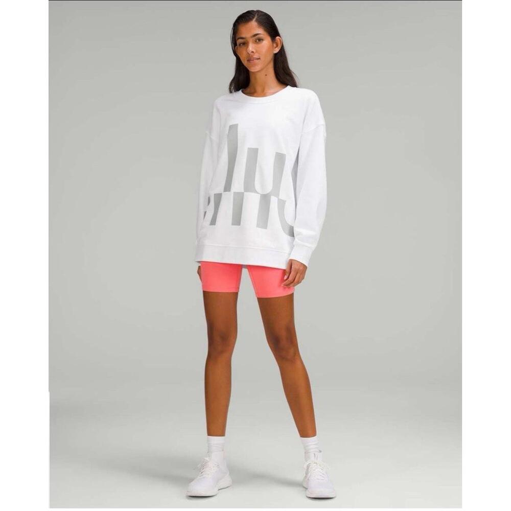 Lululemon Perfectly Oversized Crew Sweatshirt White Grey Graphic NWT 10